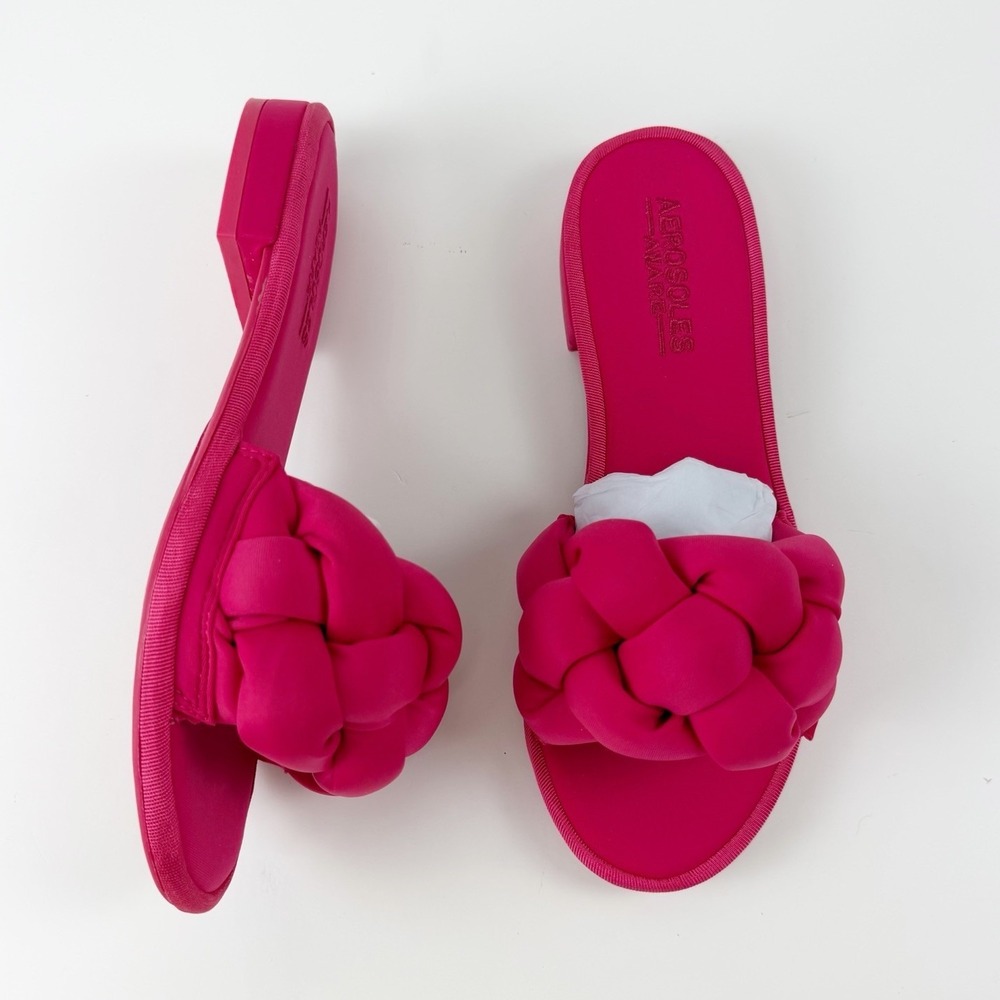 Aerosoles Sandals Womens 8 Pink Braided Slide On Slip On Flats NEW